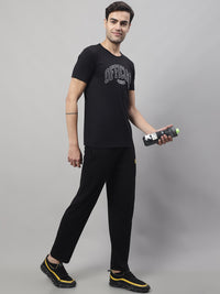 Mack Jonney Black Cotton Printed Co-ord Set Tracksuit For Men(Zip On 1 Side Pocket)