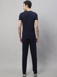 Mack Jonney Navy Blue Cotton Printed Co-ord Set Tracksuit For Men(Zip On 1 Side Pocket)