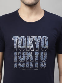 Mack Jonney Navy Blue Cotton Printed Co-ord Set Tracksuit For Men(Zip On 1 Side Pocket)