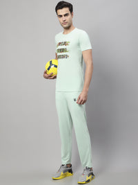 Mack Jonney Light Green Cotton Printed Co-ord Set Tracksuit For Men(Zip On 1 Side Pocket)