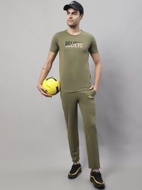 Mack Jonney Olive Cotton Printed Co-ord Set Tracksuit For Men(Zip On 1 Side Pocket)