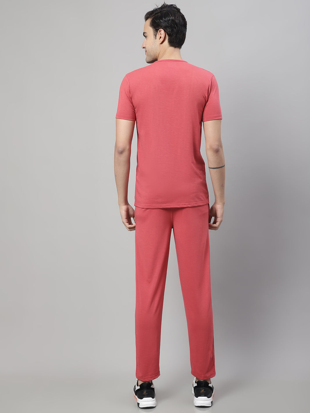 Mack Jonney Pink Cotton Printed Co-ord Set Tracksuit For Men(Zip On 1 Side Pocket)