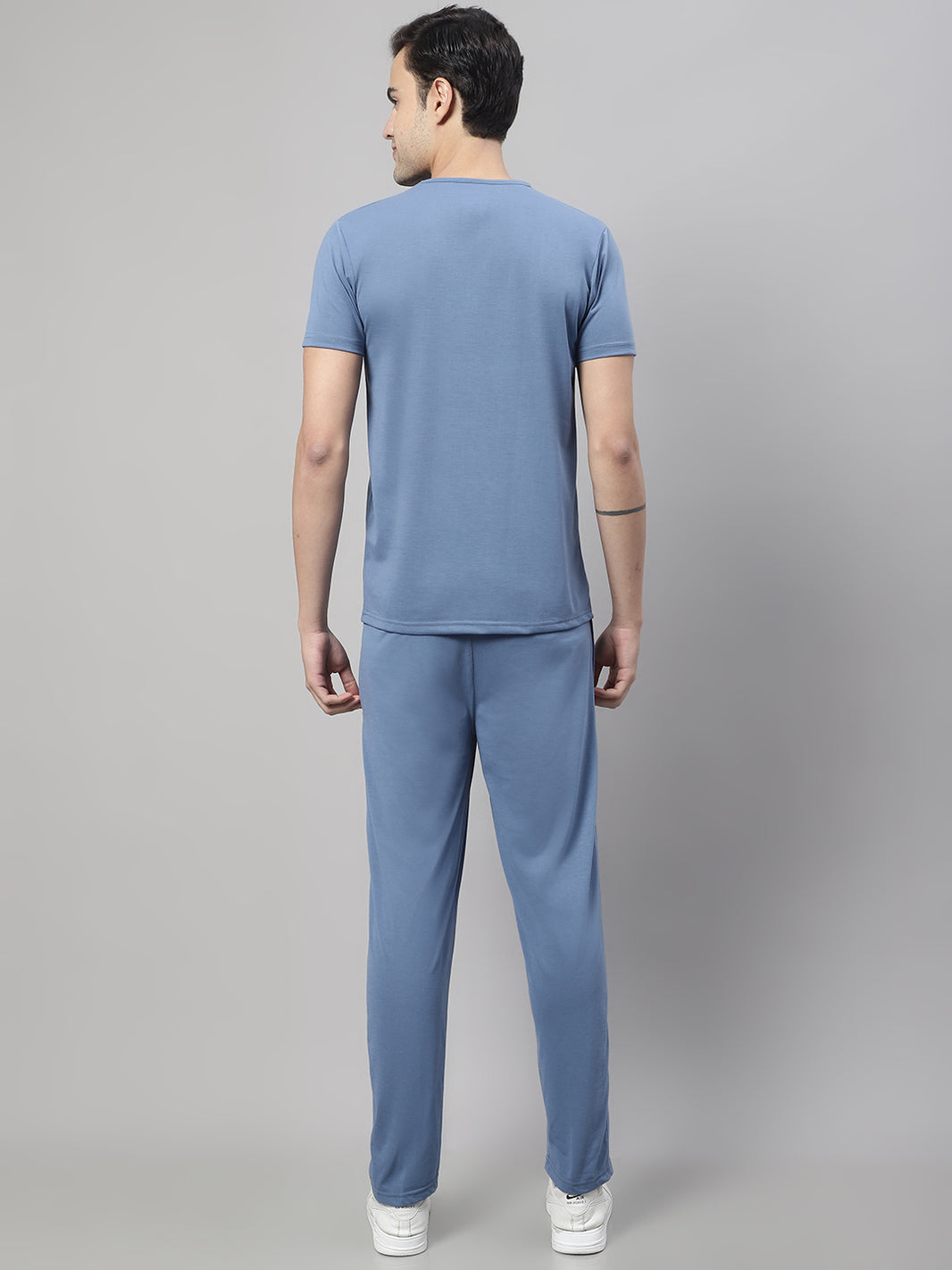 Mack Jonney Dark Grey Cotton Printed Co-ord Set Tracksuit For Men(Zip On 1 Side Pocket)