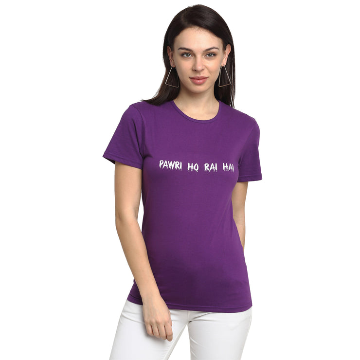 Mack Jonney Purple Half Sleeve T-shirt For Women's