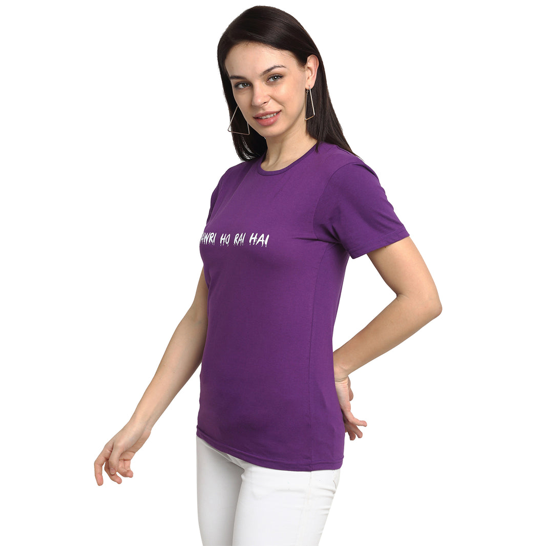 Mack Jonney Purple Half Sleeve T-shirt For Women's