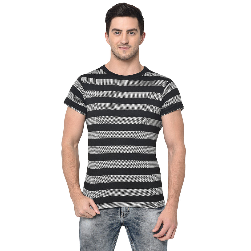 Mack Jonney Round Neck Black T-shirt For Men's