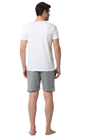 Mack Jonney White Silver Night Suit For Men's