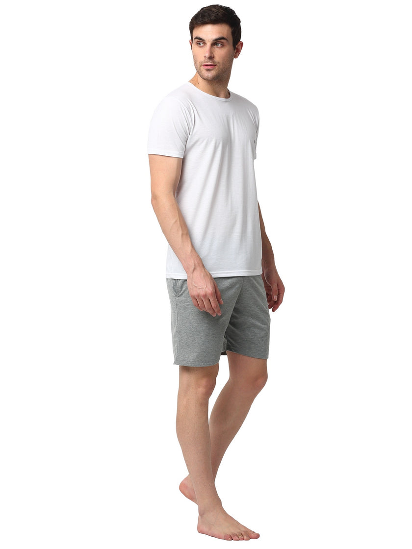 Mack Jonney White Silver Night Suit For Men's