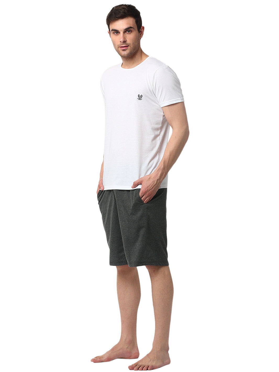 Mack Jonney White Grey Night Suit For Men's