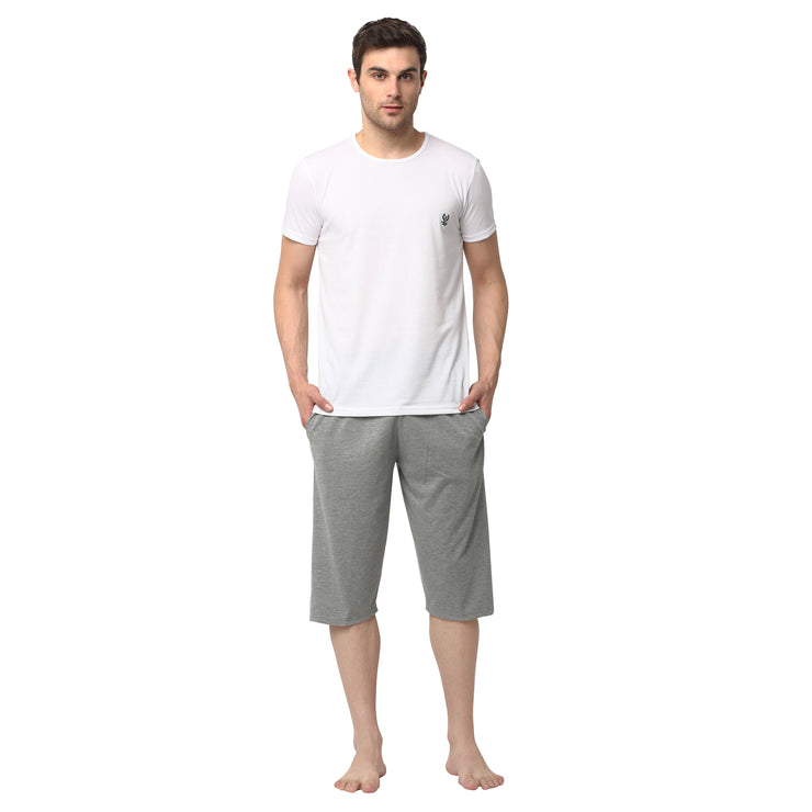 Mack Jonney White Silver Night Suit For Men's