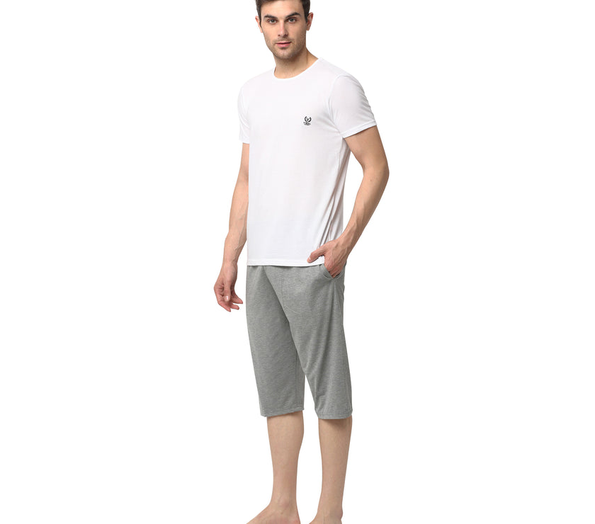 Mack Jonney White Silver Night Suit For Men's