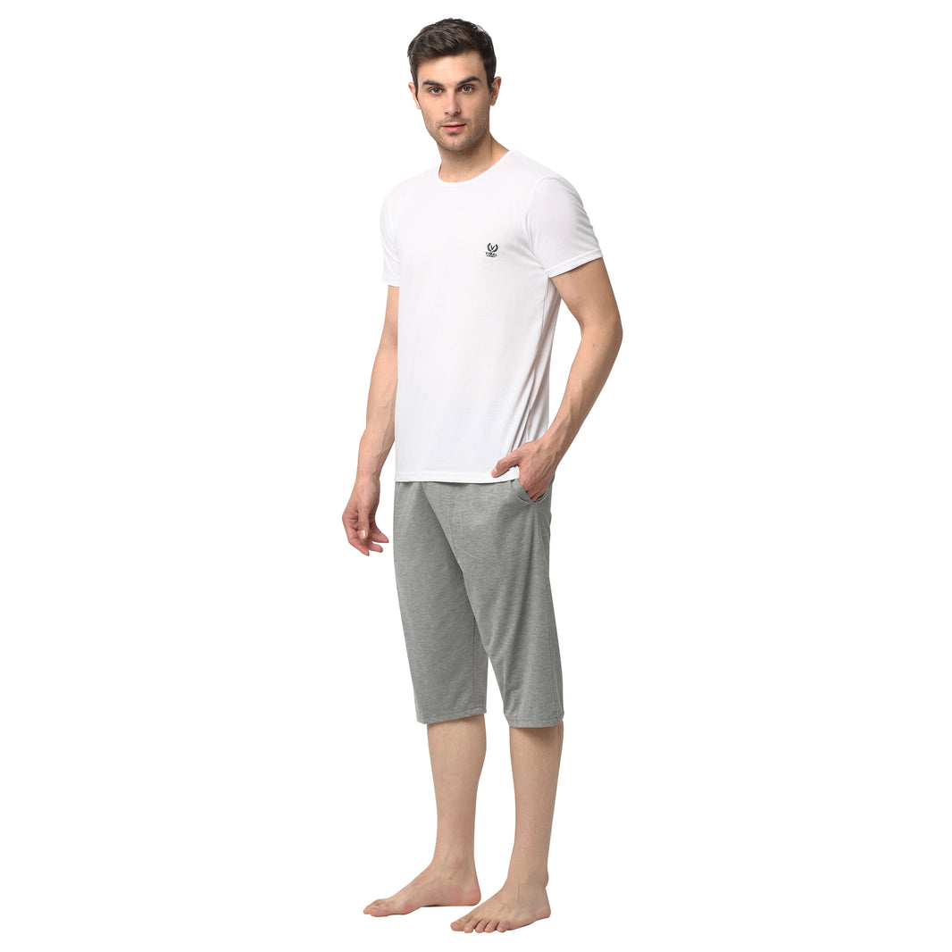 Mack Jonney White Silver Night Suit For Men's