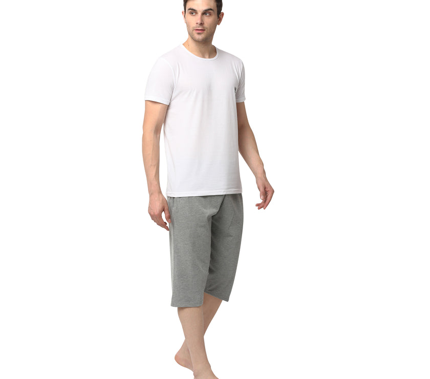 Mack Jonney White Silver Night Suit For Men's