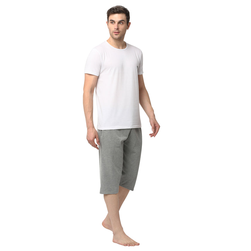 Mack Jonney White Silver Night Suit For Men's