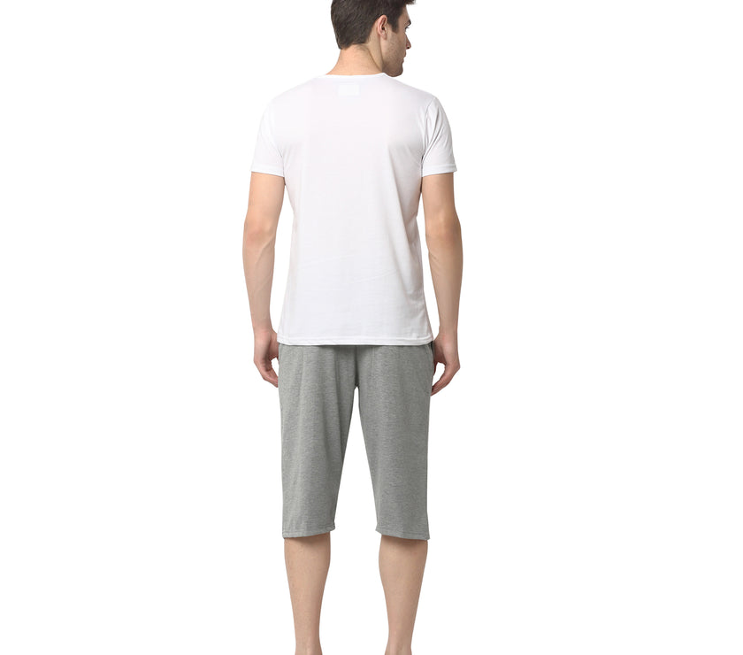 Mack Jonney White Silver Night Suit For Men's