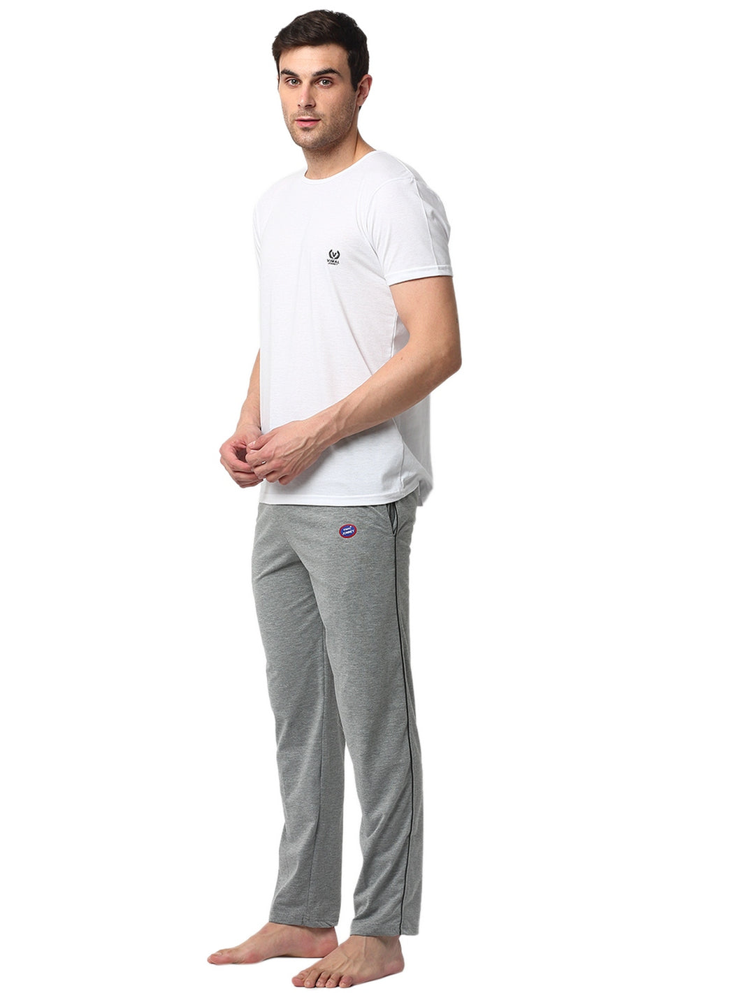 Mack Jonney White Silver Night Suit For Men's
