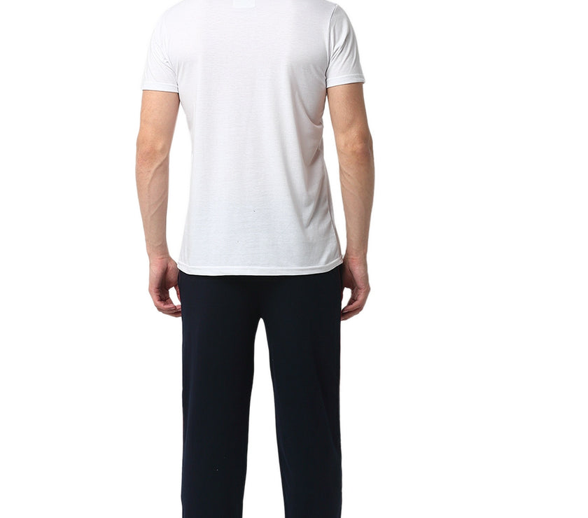 Mack Jonney White Dark Blue Night Suit For Men's