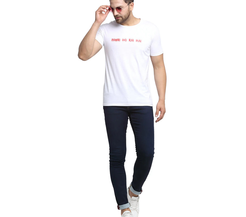 Vimal Jonney Round Neck White T-shirt For Men's - Vimal Clothing store