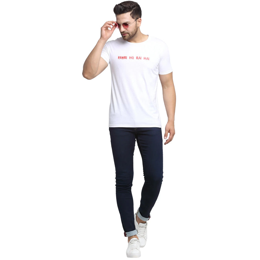 Vimal Jonney Round Neck White T-shirt For Men's - Vimal Clothing store