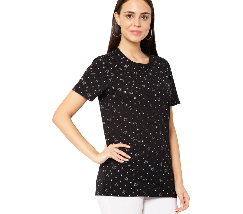 Mack Jonney Black Color T-shirt For Women