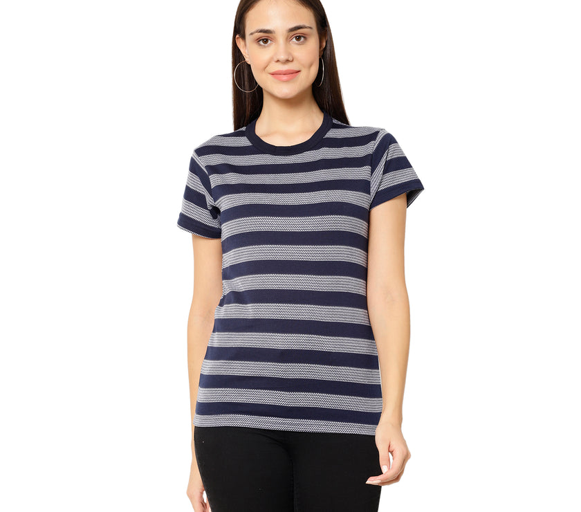 Mack Jonney Dark Blue Color T-shirt For Women