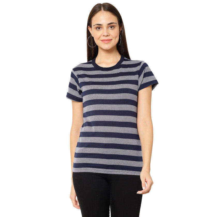 Mack Jonney Dark Blue Color T-shirt For Women