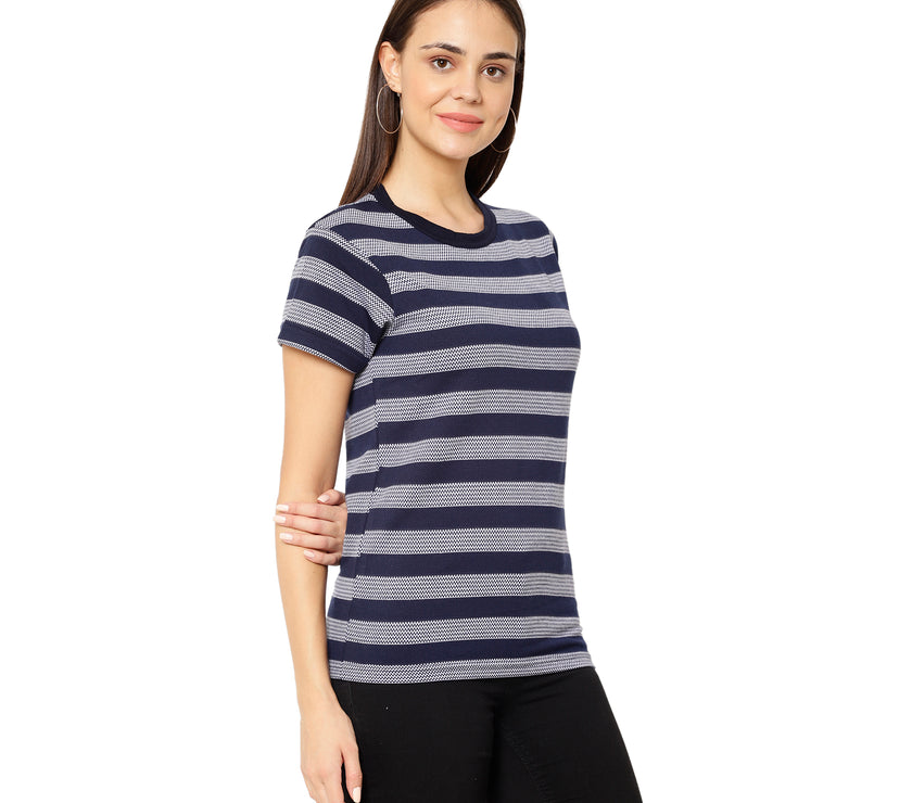 Mack Jonney Dark Blue Color T-shirt For Women