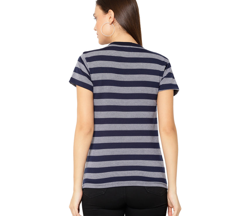 Mack Jonney Dark Blue Color T-shirt For Women