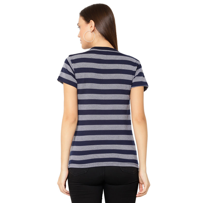 Mack Jonney Dark Blue Color T-shirt For Women