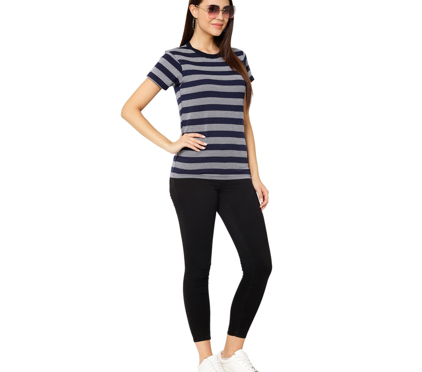 Mack Jonney Dark Blue Color T-shirt For Women