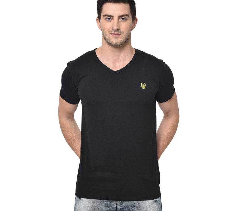 Mack Jonney Round Neck Black T-shirt For Men's
