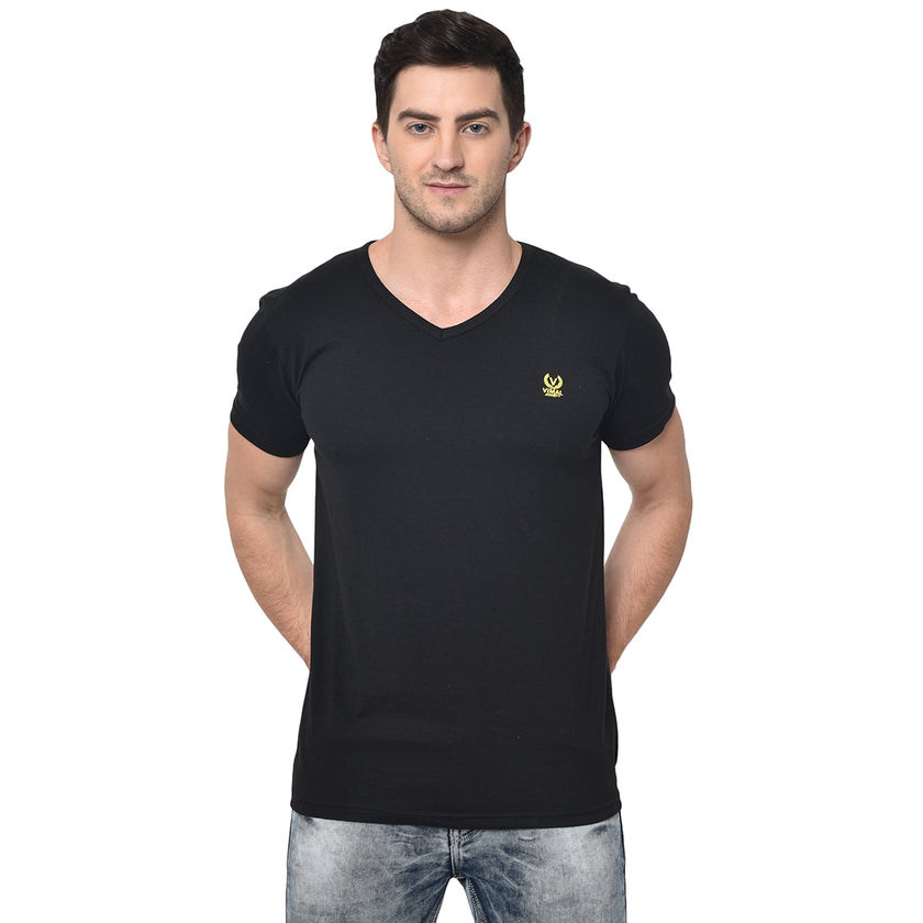 Mack Jonney Round Neck Black T-shirt For Men's