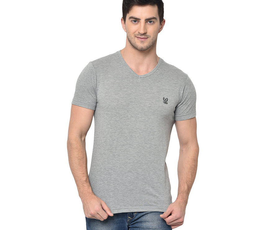 Mack Jonney Round Neck Silver T-shirt For Men's