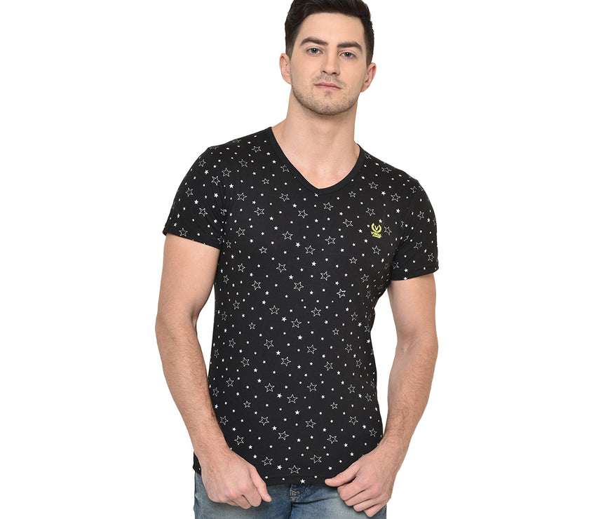 Mack Jonney Round Neck Black T-shirt For Men's
