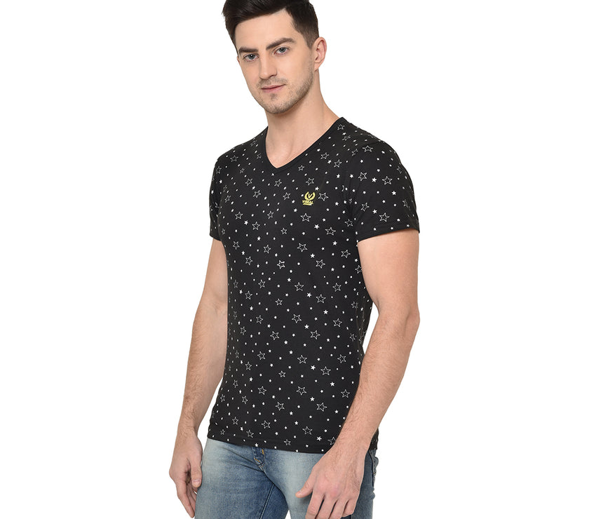 Mack Jonney Round Neck Black T-shirt For Men's