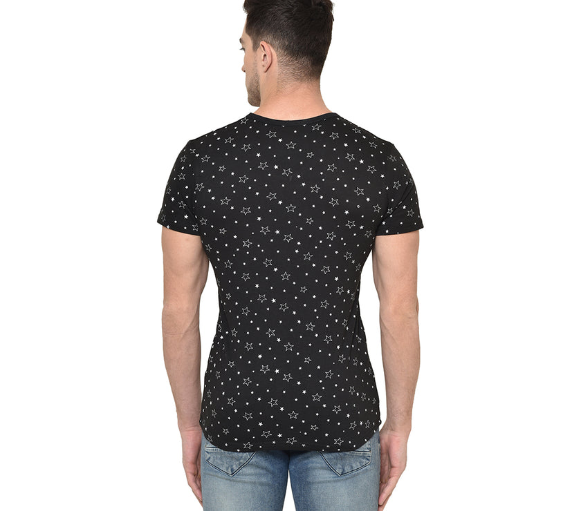 Mack Jonney Round Neck Black T-shirt For Men's