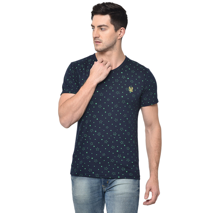 Mack Jonney Round Neck Dark Blue T-shirt For Men's