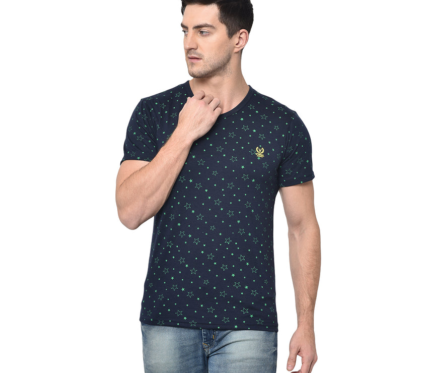 Mack Jonney Round Neck Dark Blue T-shirt For Men's