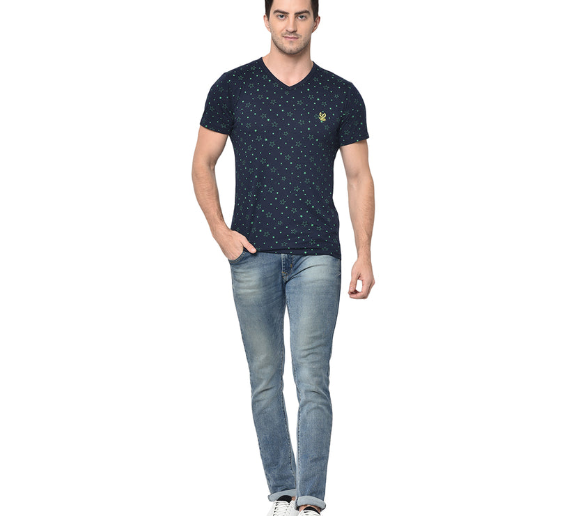 Mack Jonney Round Neck Dark Blue T-shirt For Men's