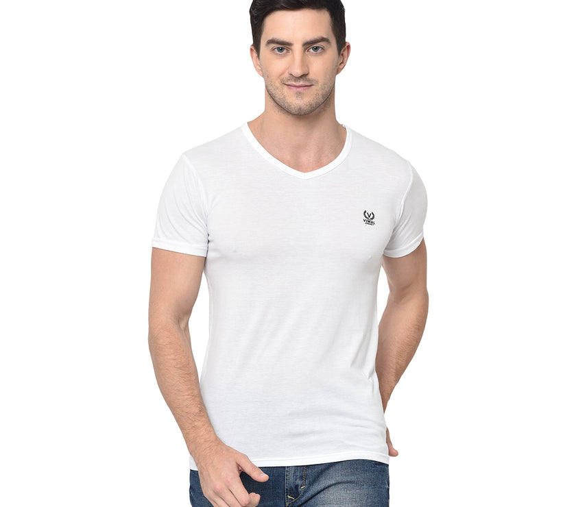 Mack Jonney Round Neck white T-shirt For Men's