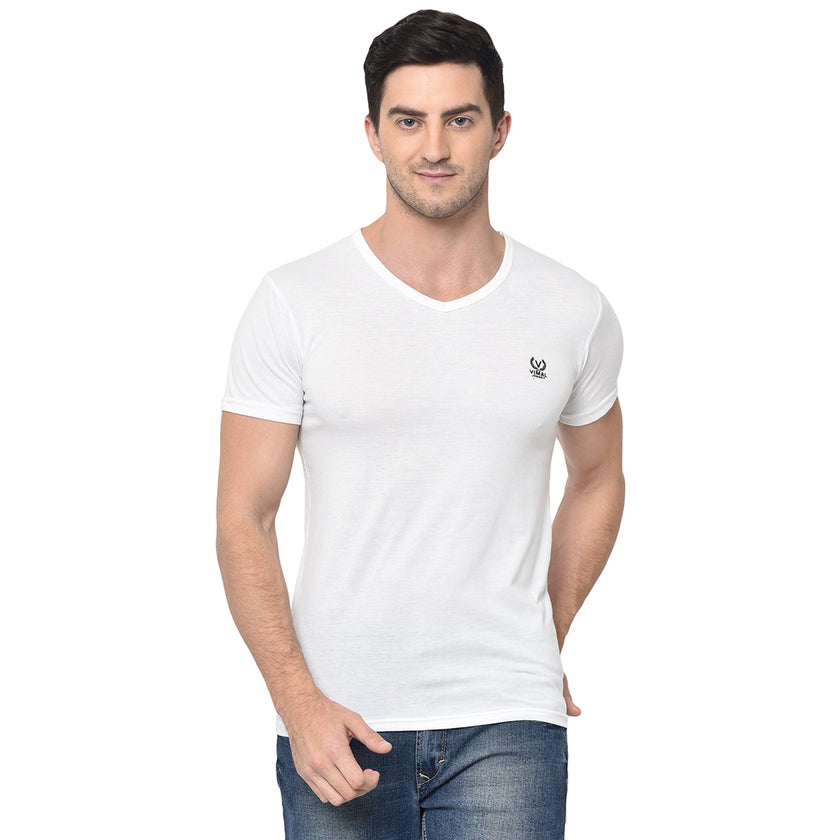 Mack Jonney Round Neck white T-shirt For Men's