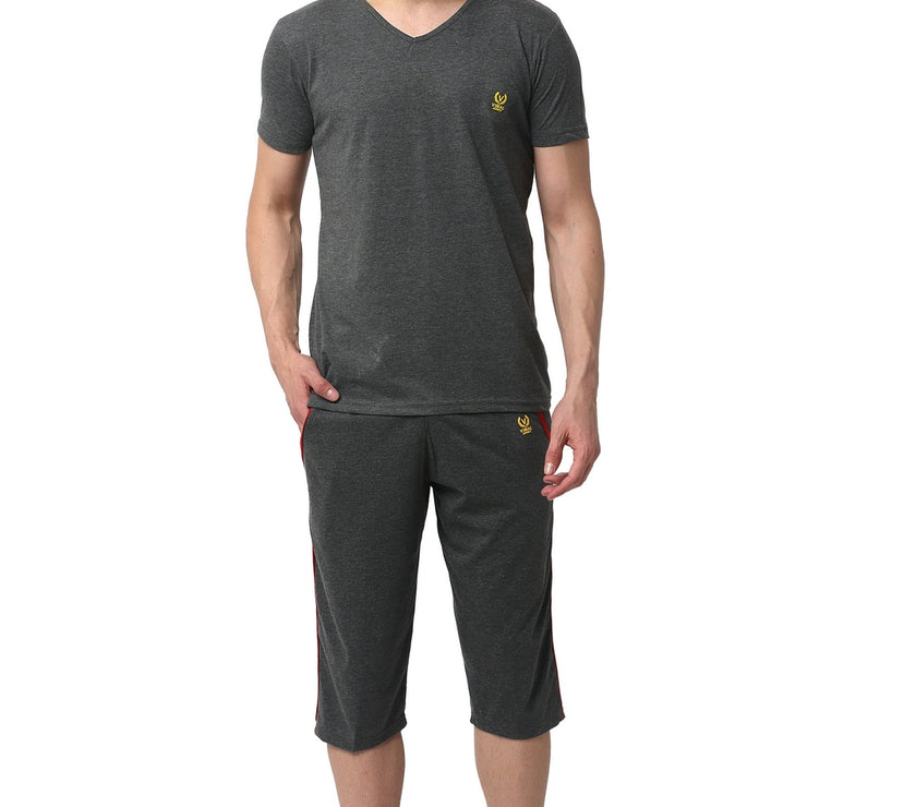 Mack Jonney Grey Grey Night Suit For Men's