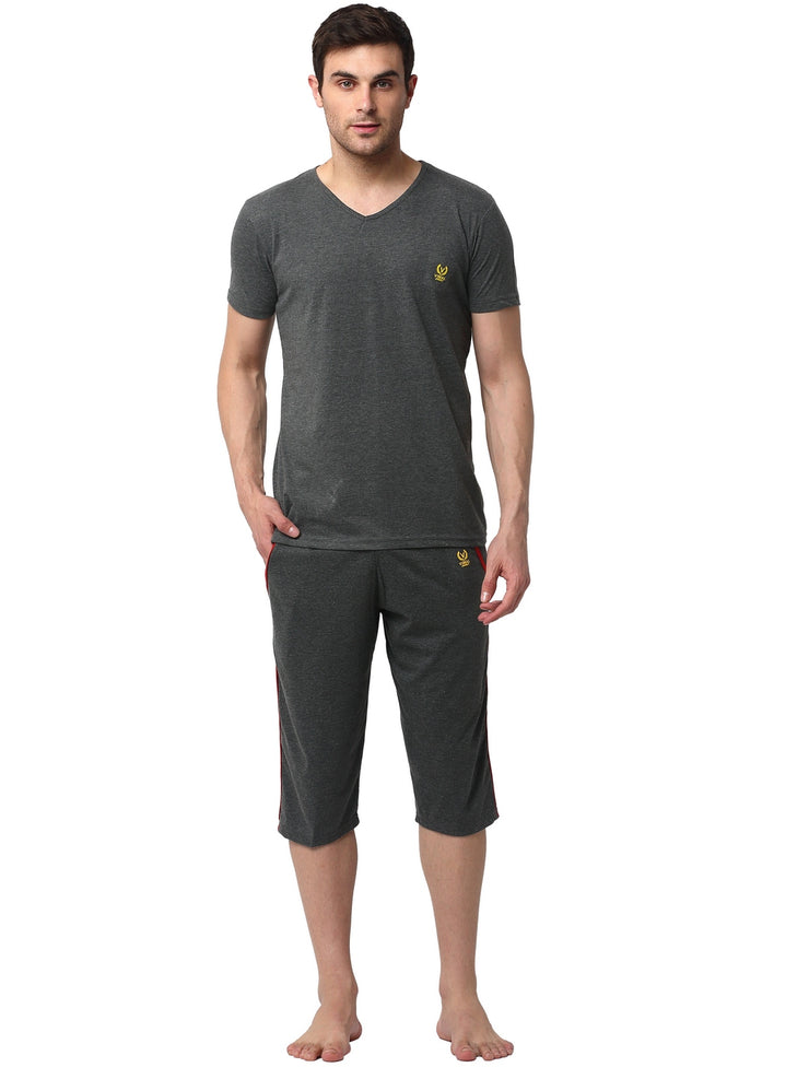 Mack Jonney Grey Grey Night Suit For Men's
