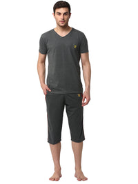 Mack Jonney Grey Grey Night Suit For Men's