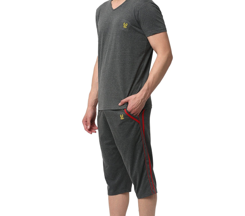 Mack Jonney Grey Grey Night Suit For Men's