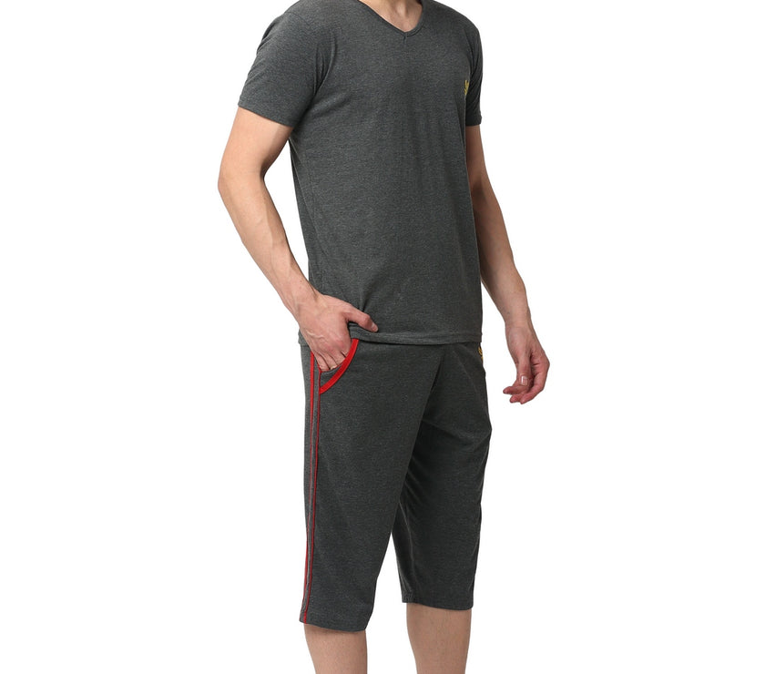 Mack Jonney Grey Grey Night Suit For Men's