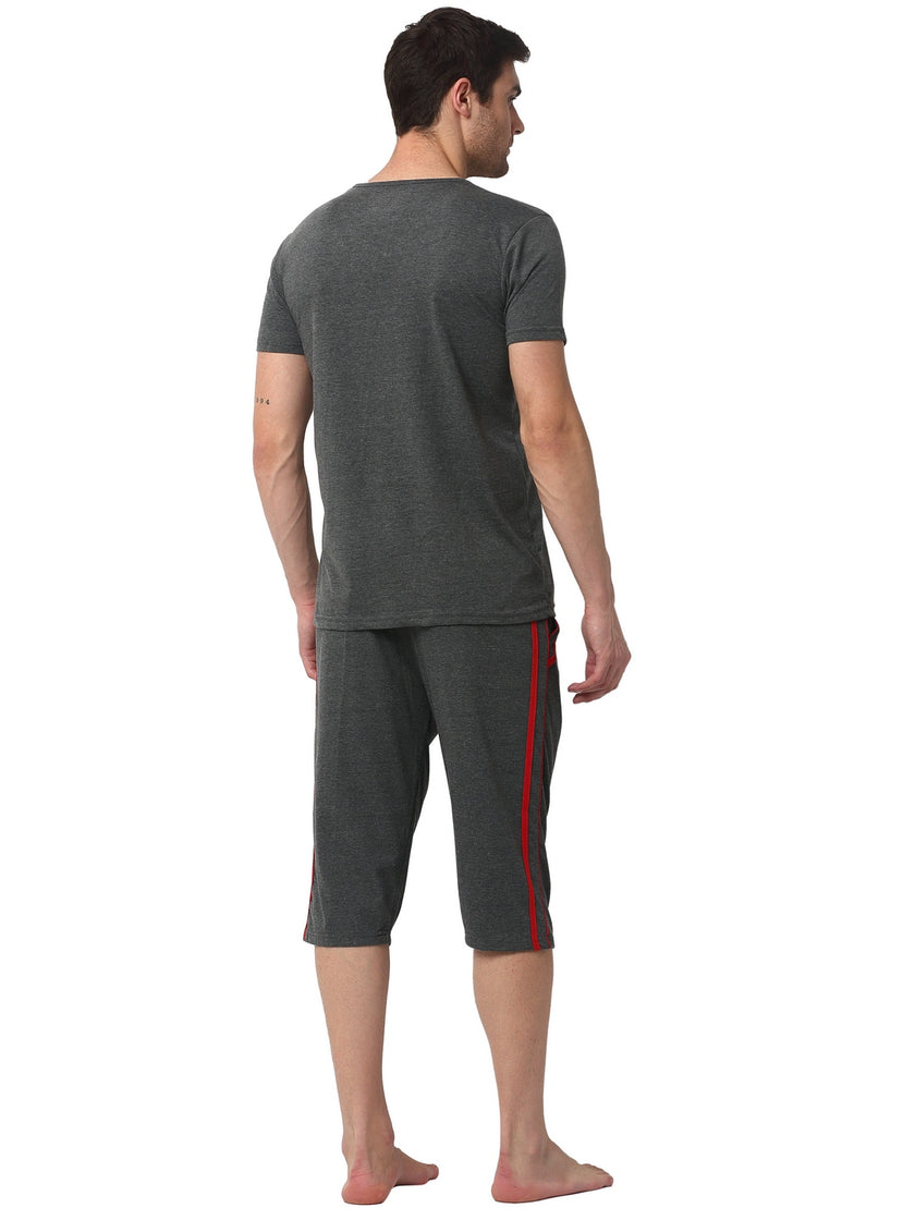 Mack Jonney Grey Grey Night Suit For Men's