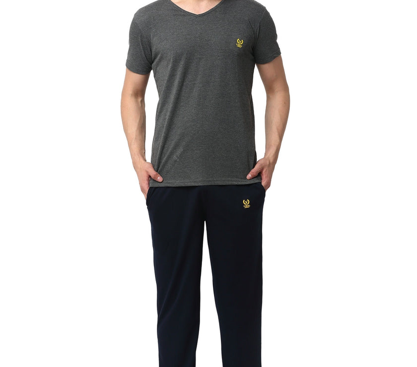 Mack Jonney Grey Dark Blue Night Suit For Men's