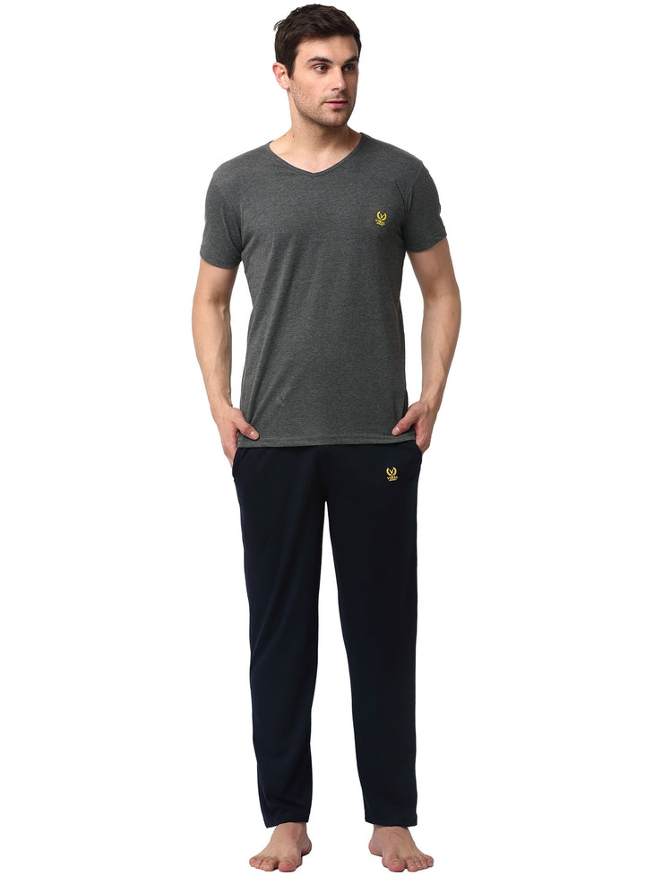 Mack Jonney Grey Dark Blue Night Suit For Men's