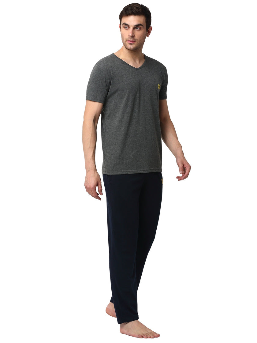 Mack Jonney Grey Dark Blue Night Suit For Men's